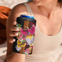 Papua New Guinea Birds and Frangipani 4 in 1 Can Cooler Tumbler Melanesian Art Tattoos LT03 - Polynesian Pride