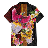 Papua New Guinea Birds and Frangipani Family Matching Off Shoulder Maxi Dress and Hawaiian Shirt Melanesian Art Tattoos LT03 - Polynesian Pride