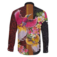 Papua New Guinea Birds and Frangipani Family Matching Summer Maxi Dress and Hawaiian Shirt Melanesian Art Tattoos LT03 - Polynesian Pride