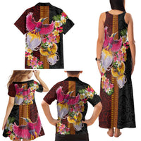 Papua New Guinea Birds and Frangipani Family Matching Tank Maxi Dress and Hawaiian Shirt Melanesian Art Tattoos LT03 - Polynesian Pride