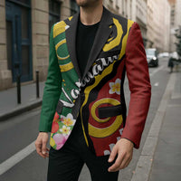 Melanesian Vanuatu Tribal Boar Tusk Blazer Tropical Plants and Namele Motifs - Polynesian Pride