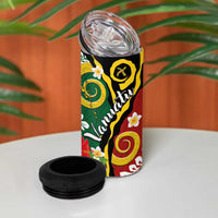 Melanesian Vanuatu Tribal Boar Tusk 4 in 1 Can Cooler Tumbler Tropical Plants and Namele Motifs LT03 - Polynesian Pride