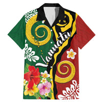 Melanesian Vanuatu Tribal Boar Tusk Family Matching Mermaid Dress and Hawaiian Shirt Tropical Plants and Namele Motifs LT03 Dad's Shirt - Short Sleeve Green - Polynesian Pride