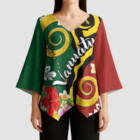 Melanesian Vanuatu Tribal Boar Tusk Kimono Sleeve Blouse Tropical Plants and Namele Motifs - Polynesian Pride