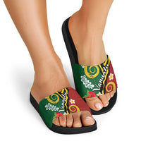 Melanesian Vanuatu Tribal Boar Tusk Slide Sandals Tropical Plants and Namele Motifs - Polynesian Pride