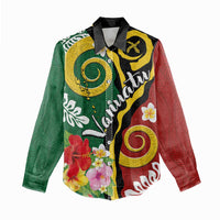 Melanesian Vanuatu Tribal Boar Tusk Women Casual Shirt Tropical Plants and Namele Motifs LT03 - Polynesian Pride