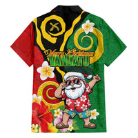 Vanuatu Christmas Family Matching Off Shoulder Short Dress and Hawaiian Shirt Funny Santa with Namele and Boar Tusk Tribal LT03 - Polynesian Pride