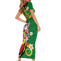 Vanuatu Christmas Family Matching Short Sleeve Bodycon Dress and Hawaiian Shirt Funny Santa with Namele and Boar Tusk Tribal LT03 - Polynesian Pride