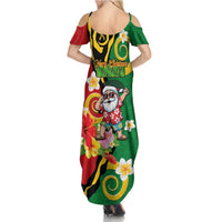 Vanuatu Christmas Family Matching Summer Maxi Dress and Hawaiian Shirt Funny Santa with Namele and Boar Tusk Tribal LT03 - Polynesian Pride