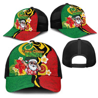Vanuatu Christmas Mesh Trucker Cap Funny Santa with Namele and Boar Tusk Tribal - Polynesian Pride
