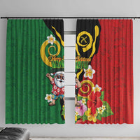 Vanuatu Christmas Window Curtain Funny Santa with Namele and Boar Tusk Tribal - Polynesian Pride