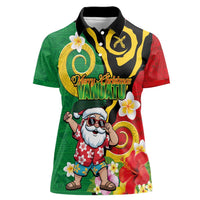 Vanuatu Christmas Women Polo Shirt Funny Santa with Namele and Boar Tusk Tribal LT03 Female Green - Polynesian Pride