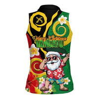 Vanuatu Christmas Women Sleeveless Polo Shirt Funny Santa with Namele and Boar Tusk Tribal LT03 - Polynesian Pride