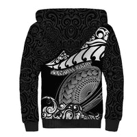 New Zealand Rugby Sherpa Hoodie Maori Warrior Rugby Silver Fern Tribal Pattern LT03 - Polynesian Pride