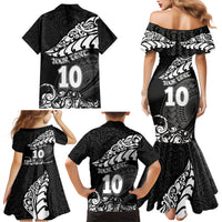 Custom New Zealand Rugby Family Matching Mermaid Dress and Hawaiian Shirt Maori Warrior Rugby Silver Fern Tribal Pattern LT03 - Polynesian Pride
