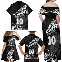 Custom New Zealand Rugby Family Matching Off Shoulder Maxi Dress and Hawaiian Shirt Maori Warrior Rugby Silver Fern Tribal Pattern LT03 - Polynesian Pride