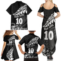 Custom New Zealand Rugby Family Matching Summer Maxi Dress and Hawaiian Shirt Maori Warrior Rugby Silver Fern Tribal Pattern LT03 - Polynesian Pride