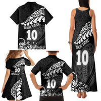 Custom New Zealand Rugby Family Matching Tank Maxi Dress and Hawaiian Shirt Maori Warrior Rugby Silver Fern Tribal Pattern LT03 - Polynesian Pride