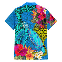 Polynesian Family Matching Short Sleeve Bodycon Dress and Hawaiian Shirt The Turtle Jung Flower with Maori Pattern Ethnic Style LT03 - Polynesian Pride