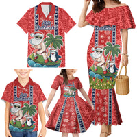 Hawaii Christmas Family Matching Mermaid Dress and Hawaiian Shirt The Santa Surfing Hawaii Xmas Style LT03 - Polynesian Pride
