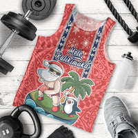 Hawaii Christmas Men Tank Top The Santa Surfing Hawaii Xmas Style LT03 Red - Polynesian Pride