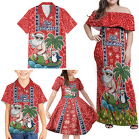 Custom Hawaii Christmas Family Matching Off Shoulder Maxi Dress and Hawaiian Shirt The Santa Surfing Hawaii Xmas Style LT03 - Polynesian Pride