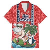 Custom Hawaii Christmas Family Matching Short Sleeve Bodycon Dress and Hawaiian Shirt The Santa Surfing Hawaii Xmas Style LT03 Dad's Shirt - Short Sleeve Red - Polynesian Pride