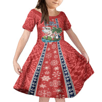 Custom Hawaii Christmas Family Matching Summer Maxi Dress and Hawaiian Shirt The Santa Surfing Hawaii Xmas Style LT03 Daughter's Dress Red - Polynesian Pride