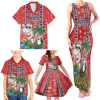 Custom Hawaii Christmas Family Matching Tank Maxi Dress and Hawaiian Shirt The Santa Surfing Hawaii Xmas Style LT03 - Polynesian Pride