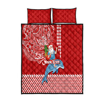 Custom Hawaii Mele Kalikimaka Quilt Bed Set Santa Riding The DolPhin Mix Kakau Pattern Red Style LT03 Red - Polynesian Pride