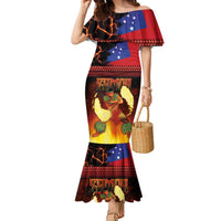 Samoan Siva Afi Family Matching Mermaid Dress and Hawaiian Shirt Tribal Performers of Samoan Fire Knife Dancing LT03 Mom's Dress Black - Polynesian Pride