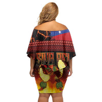 Samoan Siva Afi Family Matching Off Shoulder Short Dress and Hawaiian Shirt Tribal Performers of Samoan Fire Knife Dancing LT03 - Polynesian Pride