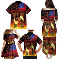 Samoan Siva Afi Family Matching Puletasi and Hawaiian Shirt Tribal Performers of Samoan Fire Knife Dancing LT03 - Polynesian Pride