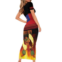 Samoan Siva Afi Family Matching Short Sleeve Bodycon Dress and Hawaiian Shirt Tribal Performers of Samoan Fire Knife Dancing LT03 - Polynesian Pride