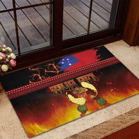 Samoan Siva Afi Rubber Doormat Tribal Performers of Samoan Fire Knife Dancing