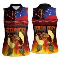 Samoan Siva Afi Women Sleeveless Polo Shirt Tribal Performers of Samoan Fire Knife Dancing