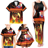 Tahitian Siva Afi Family Matching Tank Maxi Dress and Hawaiian Shirt Tribal Performers of Tahitian Fire Knife Dancing LT03 - Polynesian Pride