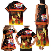 Tahitian Siva Afi Family Matching Tank Maxi Dress and Hawaiian Shirt Tribal Performers of Tahitian Fire Knife Dancing LT03 - Polynesian Pride