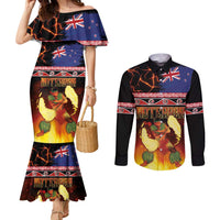 Aotearoa Siva Afi Couples Matching Mermaid Dress and Long Sleeve Button Shirt Tribal Performers of Aotearoa Fire Knife Dancing