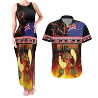 Aotearoa Siva Afi Couples Matching Tank Maxi Dress and Hawaiian Shirt Tribal Performers of Aotearoa Fire Knife Dancing