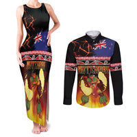 Aotearoa Siva Afi Couples Matching Tank Maxi Dress and Long Sleeve Button Shirt Tribal Performers of Aotearoa Fire Knife Dancing
