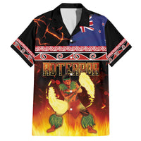 Aotearoa Siva Afi Family Matching Off The Shoulder Long Sleeve Dress and Hawaiian Shirt Tribal Performers of Aotearoa Fire Knife Dancing LT03 Dad's Shirt - Short Sleeve Black - Polynesian Pride