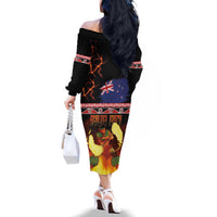 Aotearoa Siva Afi Family Matching Off The Shoulder Long Sleeve Dress and Hawaiian Shirt Tribal Performers of Aotearoa Fire Knife Dancing LT03 - Polynesian Pride