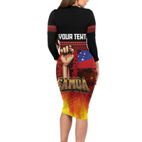 Personalised Samoan Spirit - Samoa Tribal Heritage Family Matching Long Sleeve Bodycon Dress and Hawaiian Shirt LT03 - Polynesian Pride