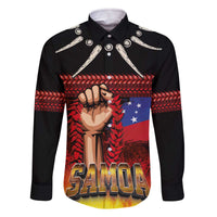 Personalised Samoan Spirit - Samoa Tribal Heritage Family Matching Off The Shoulder Long Sleeve Dress and Hawaiian Shirt LT03 Dad's Shirt - Long Sleeve Black - Polynesian Pride