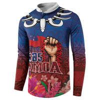 Proud of Samoa Button Sweatshirt Ula Nifo with Samoa 685 and Hibiscus Tapa Tribal Pattern