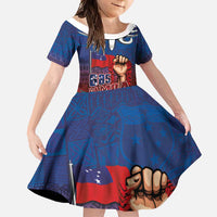 Proud of Samoa Family Matching Long Sleeve Bodycon Dress and Hawaiian Shirt Ula Nifo with Samoa 685 and Hibiscus Tapa Tribal Pattern LT03 Daughter's Dress Blue - Polynesian Pride