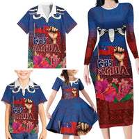 Proud of Samoa Family Matching Long Sleeve Bodycon Dress and Hawaiian Shirt Ula Nifo with Samoa 685 and Hibiscus Tapa Tribal Pattern LT03 - Polynesian Pride