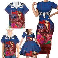Proud of Samoa Family Matching Short Sleeve Bodycon Dress and Hawaiian Shirt Ula Nifo with Samoa 685 and Hibiscus Tapa Tribal Pattern LT03 - Polynesian Pride