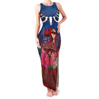 Proud of Samoa Family Matching Tank Maxi Dress and Hawaiian Shirt Ula Nifo with Samoa 685 and Hibiscus Tapa Tribal Pattern LT03 Mom's Dress Blue - Polynesian Pride